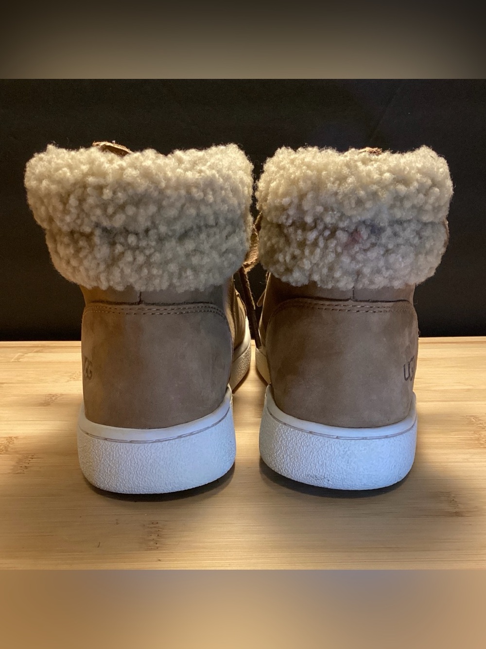 UGG Olive Chestnut High-Top Premium Nubuck Leather Upper Sneakers - Picture 6 of 10